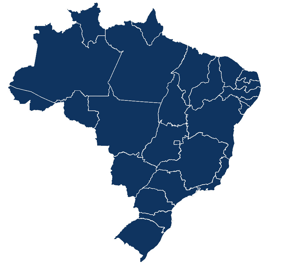 Mapa do Brasil — atendimento em todo o território nacional
